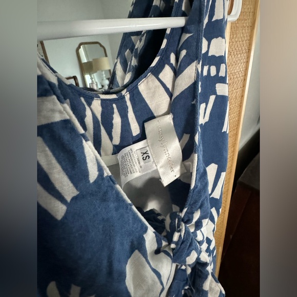 Anthropologie CoreyLynnCalter tie back jumpsuit / romper, blue and cream design - Picture 3 of 4